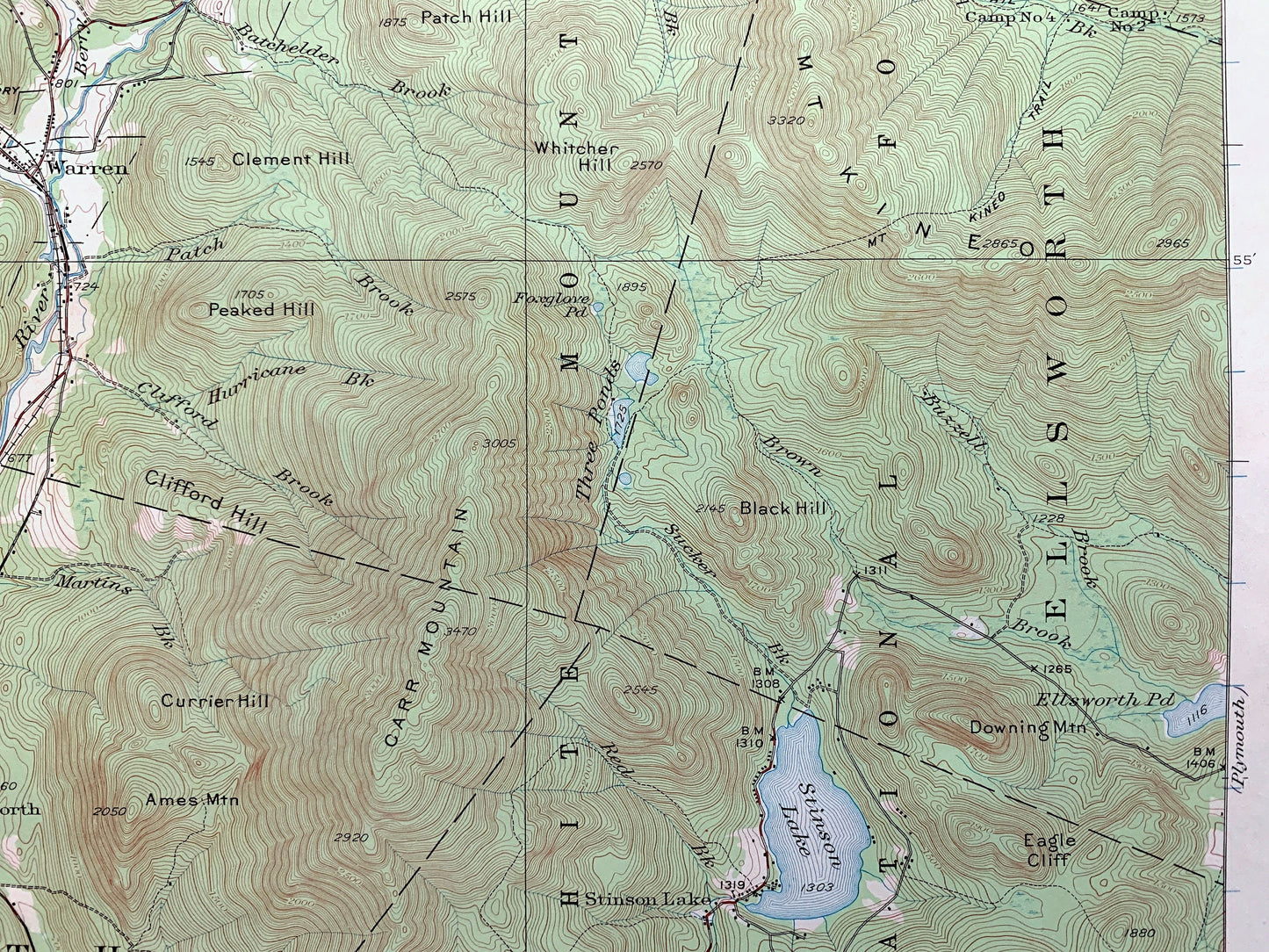 Antique Rumney, New Hampshire 1928 US Geological Survey Topographic Map – White Mountains, Warren, Woodstock, Ellsworth, Grafton County, NH