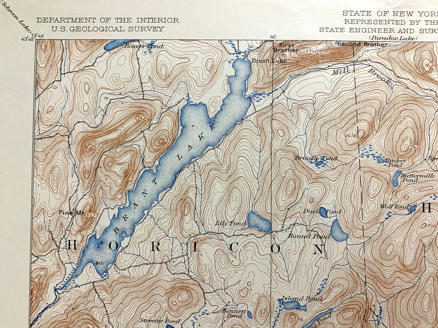 Antique Bolton Landing, New York 1900 US Geological Survey Topographic Map – Adirondacks, Lake George, Silver Bay, Horicon, Hague Schroon NY