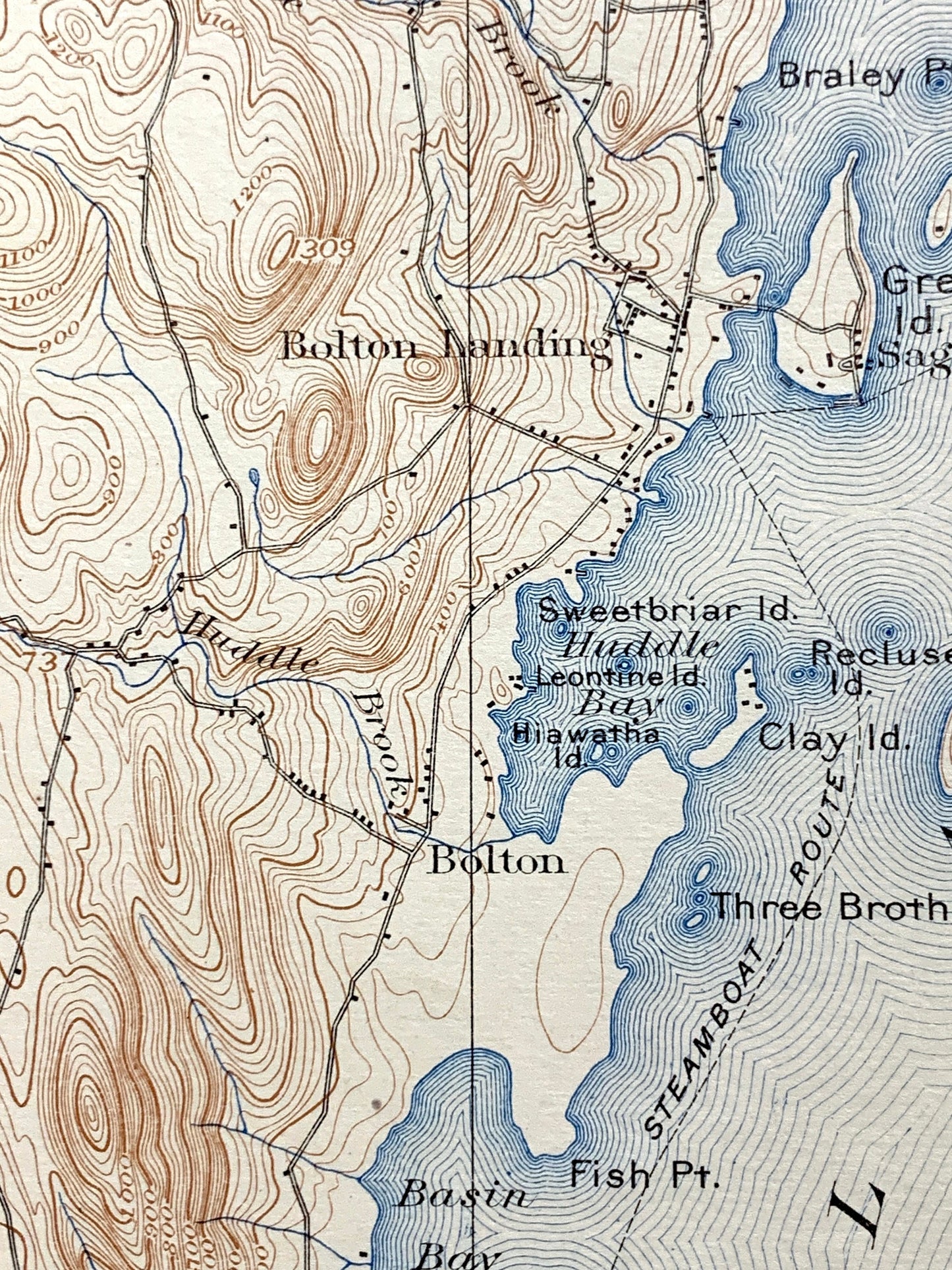 Antique Bolton Landing, New York 1900 US Geological Survey Topographic Map – Adirondacks, Lake George, Silver Bay, Horicon, Hague Schroon NY