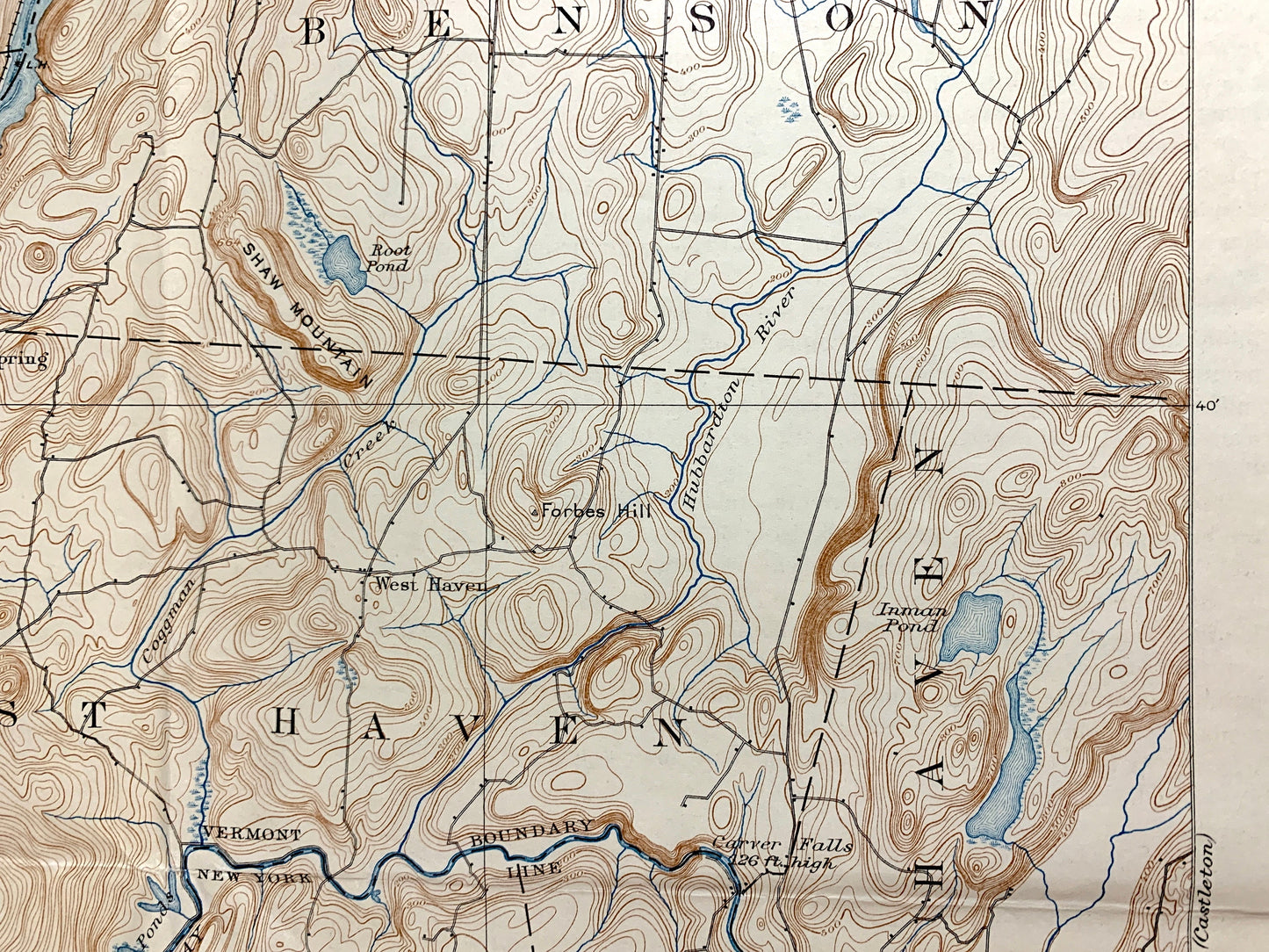 Antique Whitehall, New York 1902 US Geological Survey Topographic Map – Lake George, Champlain, Putnam, Benson, Fair Haven, Vermont NY VT