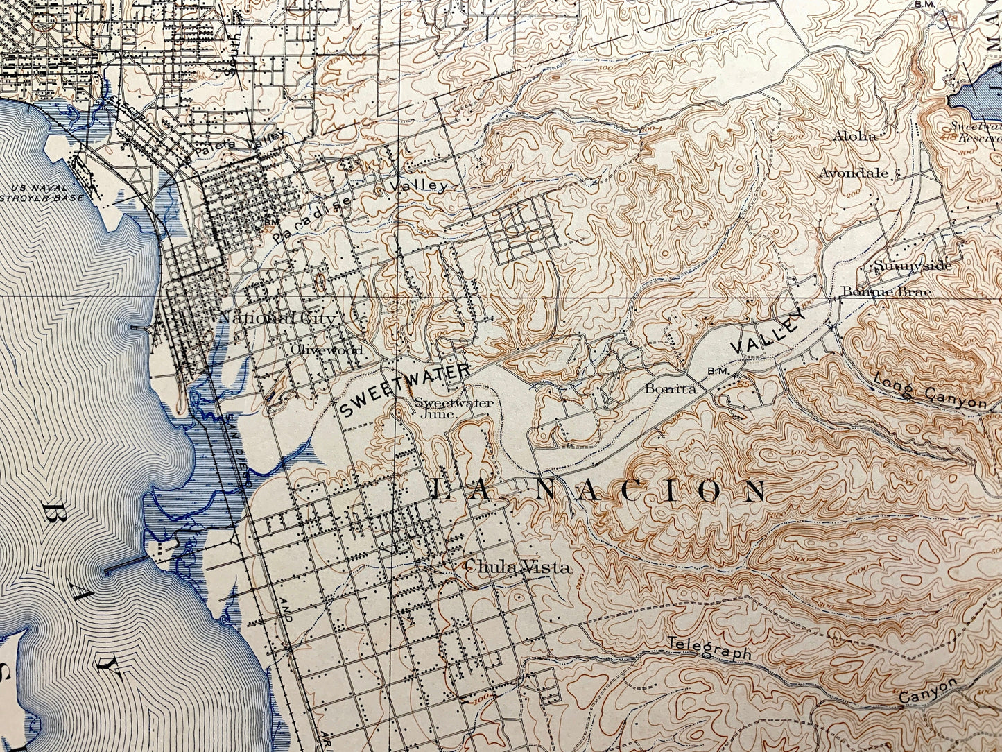 Antique San Diego, California 1904 US Geological Survey Topographic Map – San Ysidro, Fruitdale, Imperial Beach, Otay Valley, Chula Vista CA