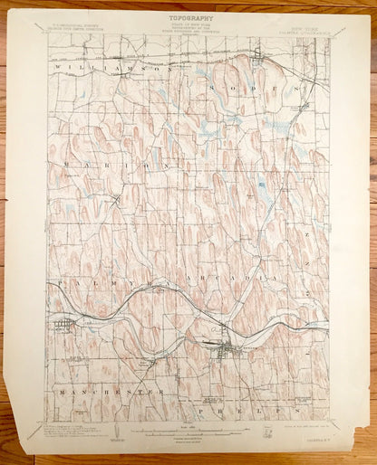 Antique Palmyra, New York 1902 US Geological Survey Topographic Map – Wayne County, Williamson, Sodus, Marion, Arcadia, Lyons, Manchester NY