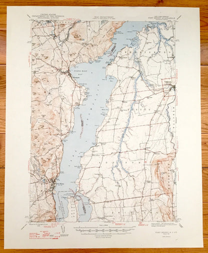 Antique Port Henry, New York 1947 US Geological Survey Topographic Map –  Lake Champlain, Lewis, Essex, Westport, Moriah, Vermont, NY VT