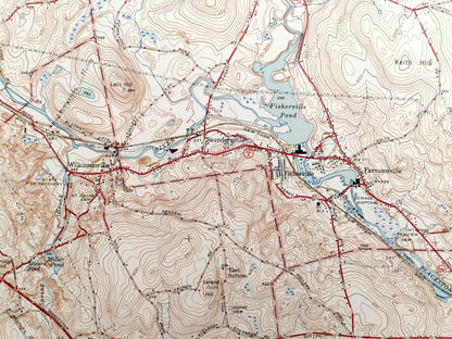 Antique Grafton, Massachusetts 1944 US Geological Survey Topographic Map – Worcester, Westborough, Quinsigamond, Northbridge, Shrewsbury, MA