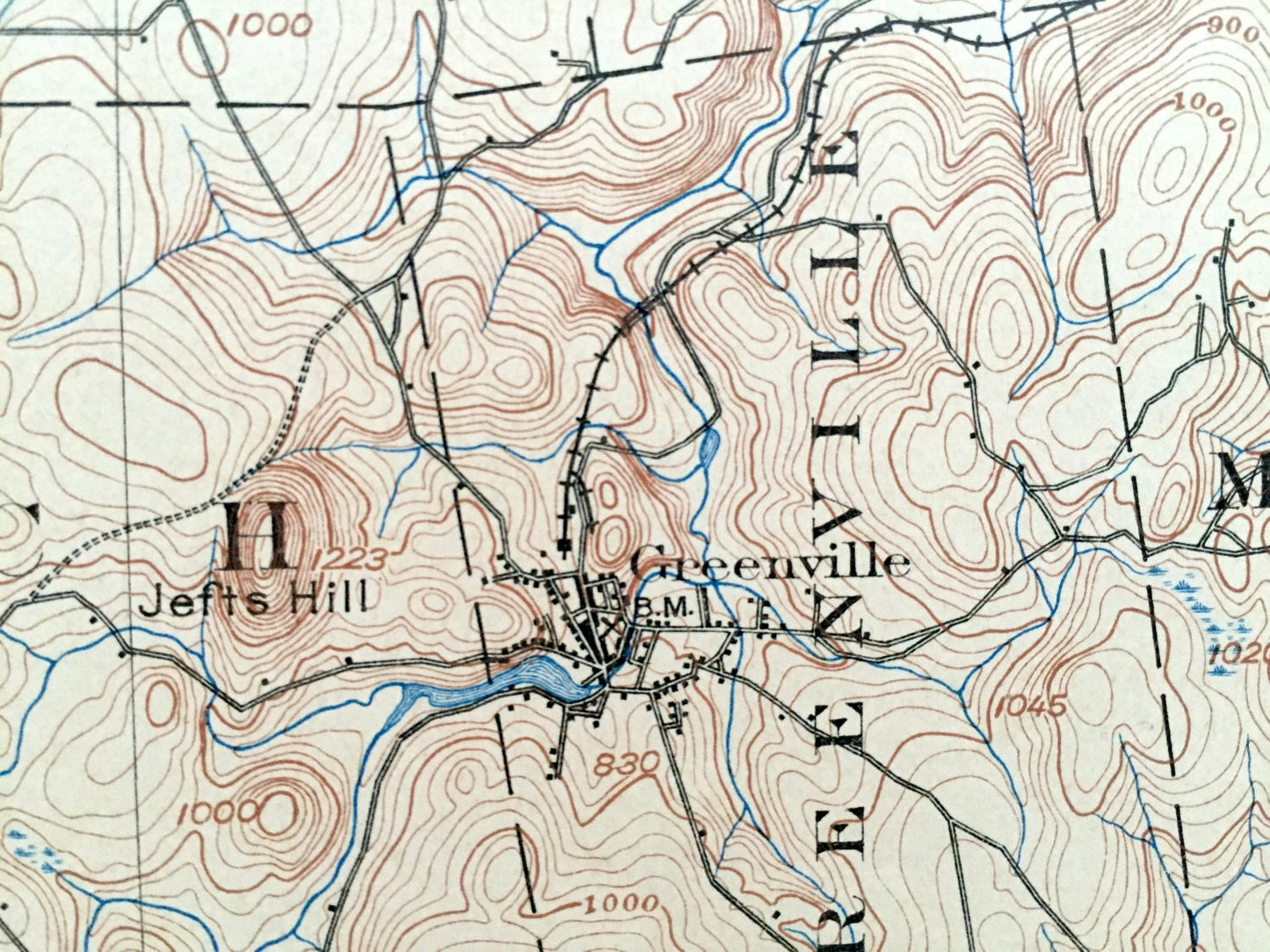 Antique Peterborough, New Hampshire 1900 US Geological Survey Topograph Map – Hancock, Greenfield, Greenville Francestown Mount Monadnock NH