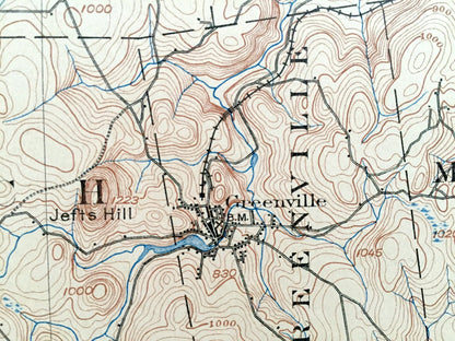 Antique Peterborough, New Hampshire 1900 US Geological Survey Topograph Map – Hancock, Greenfield, Greenville Francestown Mount Monadnock NH