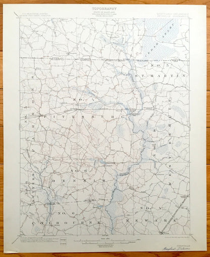 Antique Pittsville, Maryland 1902 US Geological Survey Topographic Map – Wicomico, Worcester, Sussex County, Delaware, Parsonburg, MD