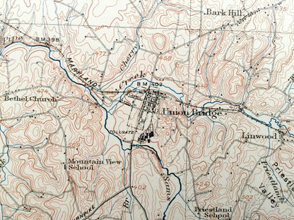 Antique Taneytown, Maryland 1911 US Geological Survey Topographic Map - Carroll County, Frederick County, Union Bridge, Westminster, Adams