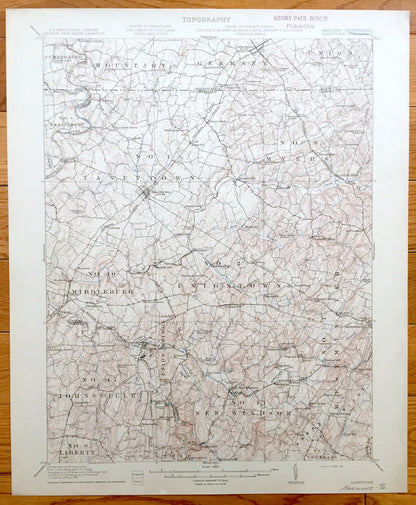 Antique Taneytown, Maryland 1911 US Geological Survey Topographic Map – Carroll, Frederick County, Union Bridge, Westminster, Adams, MD
