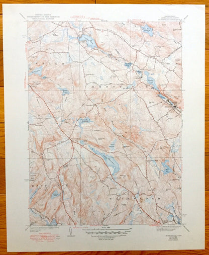 Antique Montville, Connecticut 1939 US Geological Survey Topographic Map – Salem, East Lyme, Waterford, Chesterfield, New London County, CT