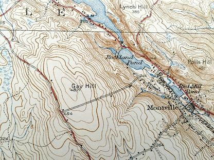 Antique Montville, Connecticut 1939 US Geological Survey Topographic Map – Salem, Waterford, East Lyme, Berlin, New London County, CT
