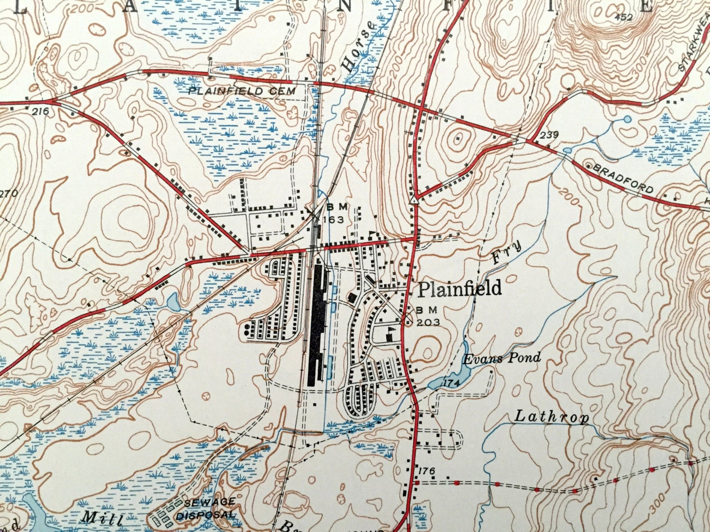 Antique Plainfield, Connecticut 1943 US Geological Survey Topographic Map – Griswold, Lisbon, Brooklyn, Canterbury, Moosup, Voluntown, CT