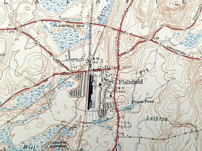 Antique Plainfield, Connecticut 1943 US Geological Survey Topographic Map – Griswold, Lisbon, Brooklyn, Canterbury, Moosup, Voluntown, CT