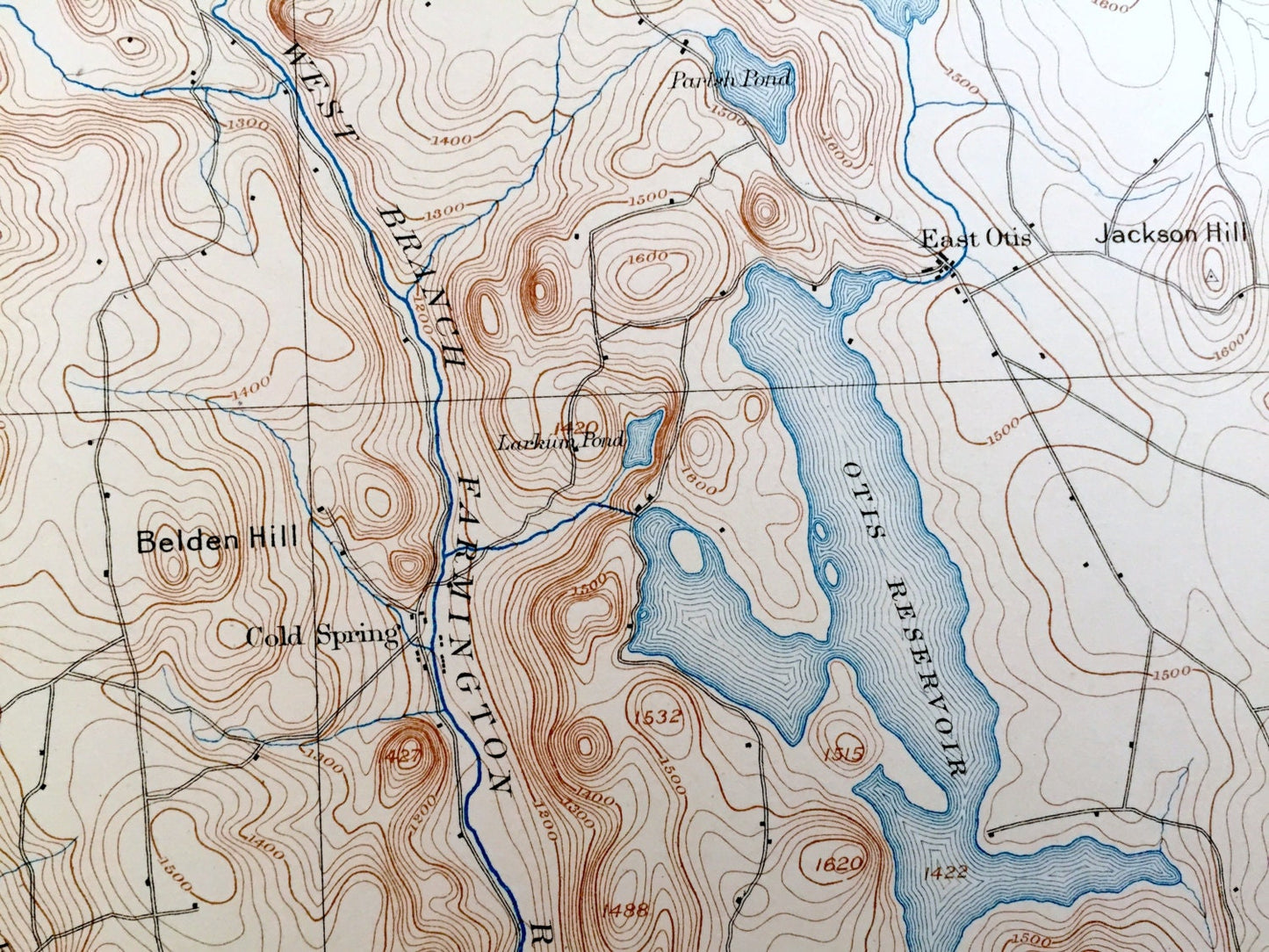 Antique Sandisfield, Massachusetts 1897 US Geological Survey Topographic Map – Otis Monterey New Marlboro Tolland Norfolk Connecticut MA CT