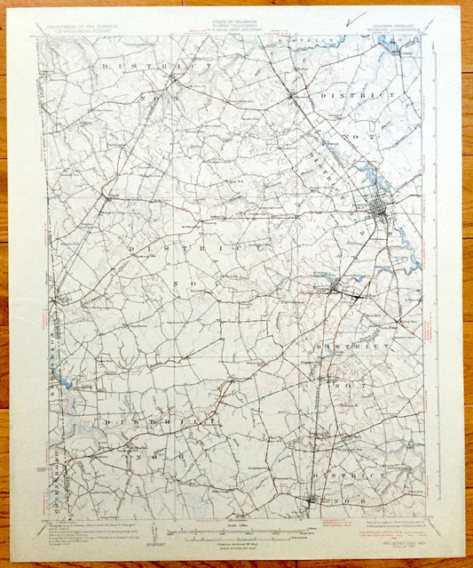 Antique Dover, Delaware 1931 US Geological Survey Topographic Map – Wyoming, Chapletown, Marydel, Person, Hartly, Kenton, Dupont, DE MD