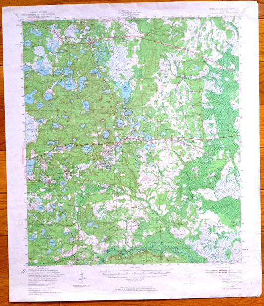 Antique Interlachen, Florida 1949 US Geological Survey Topographic Map – Ocala National Forest, Hollister Florahome Putnam County Palatka FL