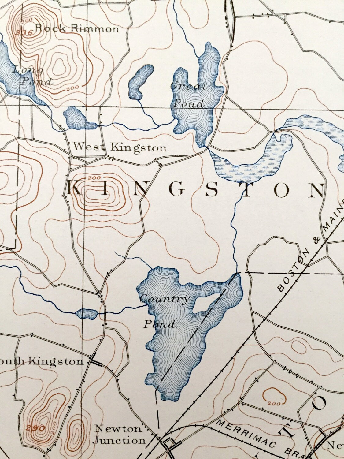 Antique Haverhill, Massachusetts 1893 US Geological Survey Topographic Map – Merrimac, Methuen, Groveland, Rockingham County, New Hampshire