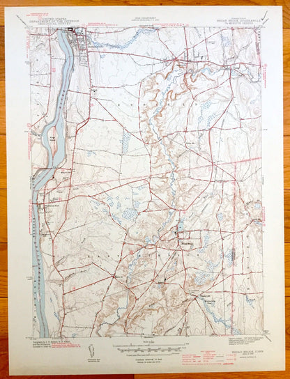 Antique Enfield, Connecticut 1944 US Geological Survey Topographic Map – Broad Brook, East Windsor, Ellington, Thompsonville, Suffield, CT