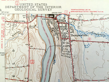 Antique Enfield, Connecticut 1944 US Geological Survey Topographic Map – Broad Brook, East Windsor, Ellington, Thompsonville, Suffield, CT