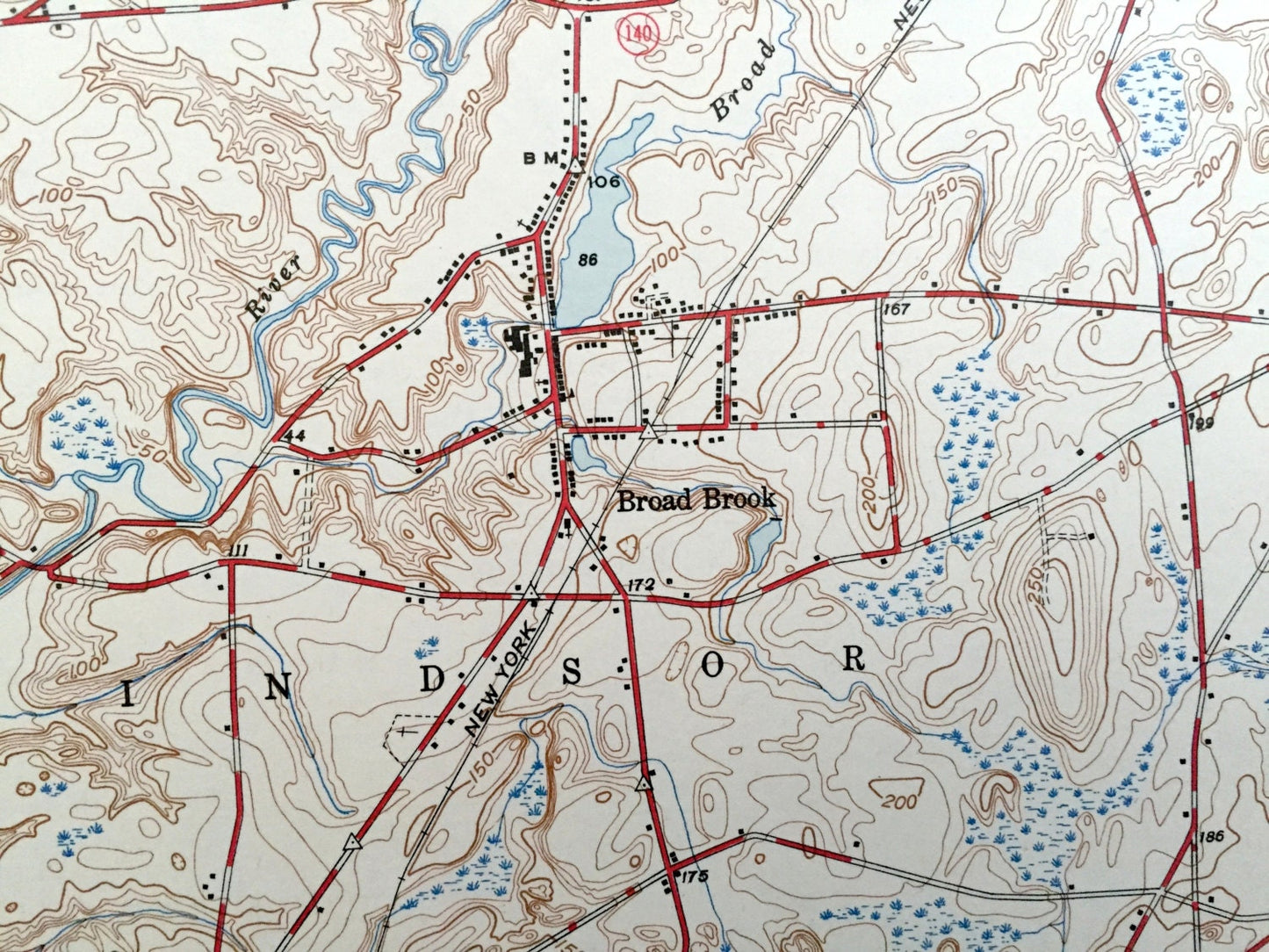 Antique Enfield, Connecticut 1944 US Geological Survey Topographic Map – Broad Brook, East Windsor, Ellington, Thompsonville, Suffield, CT