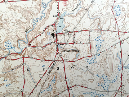 Antique Enfield, Connecticut 1944 US Geological Survey Topographic Map – Broad Brook, East Windsor, Ellington, Thompsonville, Suffield, CT