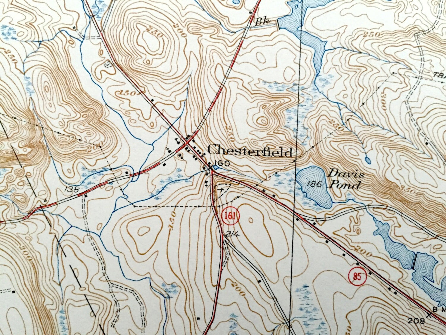 Antique Montville, Connecticut 1939 US Geological Survey Topographic Map – Salem, Waterford, East Lyme, Berlin, New London County, CT