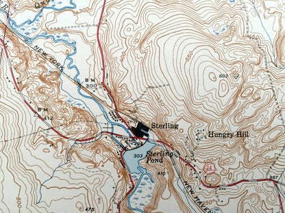 Antique Oneco, Connecticut 1944 US Geological Survey Topographic Map – Sterling, Voluntown, Almyville, Plainfield, Coventry, Rhode Island CT