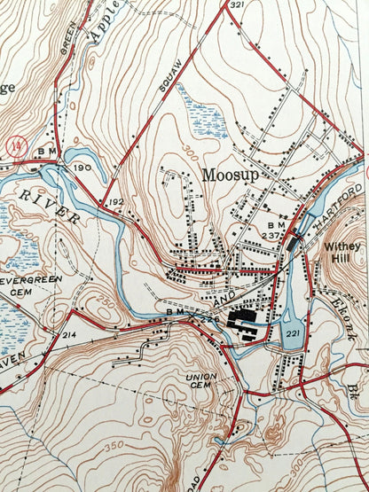 Antique Plainfield, Connecticut 1943 US Geological Survey Topographic Map – Griswold, Lisbon, Brooklyn, Canterbury, Moosup, Voluntown, CT