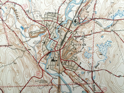 Antique Putnam, Connecticut 1945 US Geological Survey Topographic Map – Pomfret, Thompson, Woodstock, Grosvenor Dale, Wappaquassett, CT