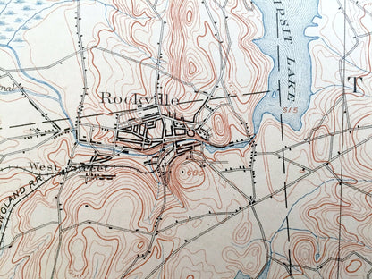 Antique Tolland, Connecticut 1892 US Geological Survey Topographic Map – Rockville, Coventry, Ellington, Somers, Stafford Springs, County CT