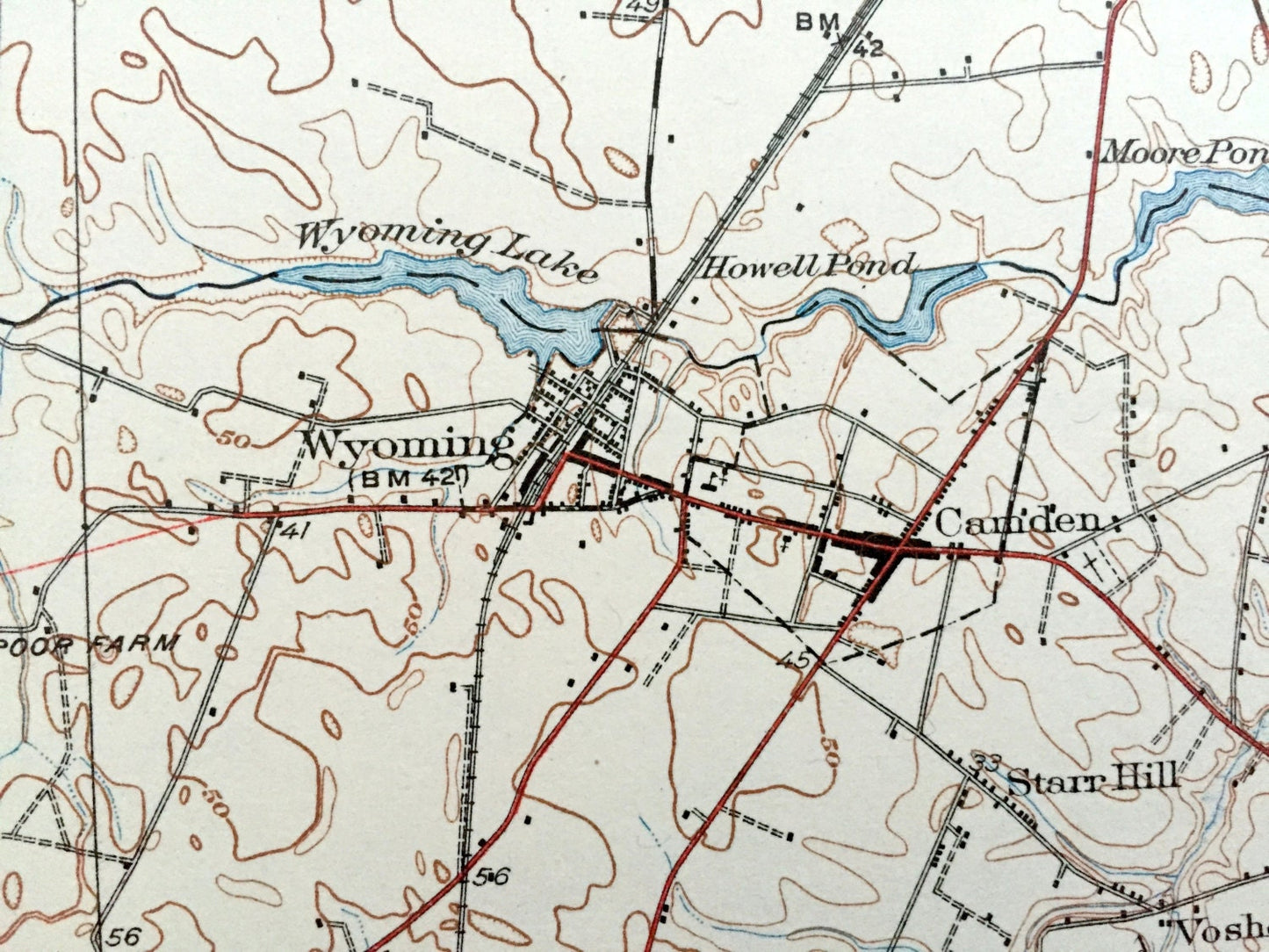 Antique Dover, Delaware 1931 US Geological Survey Topographic Map – Wyoming, Chapletown, Marydel, Person, Hartly, Kenton, Dupont, DE MD
