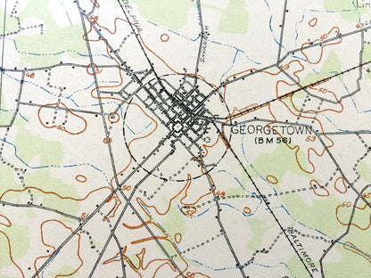 Antique Millsboro, Delaware 1917 US Geological Survey Topographic Map – Georgetown, Hardscrabble, Stockley, Mission, Phillips Hill, DE
