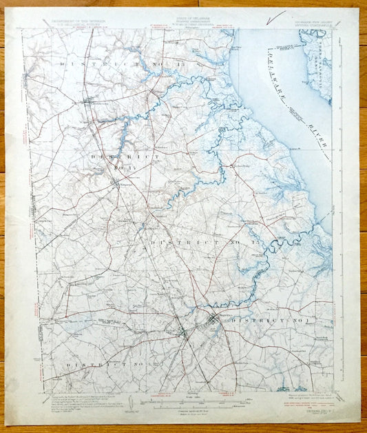 Antique Smyrna, Delaware 1931 US Geological Survey Topographic Map – Townsend, Odessa, Middletown, Clayton, Bay View Beach, New Castle, DE