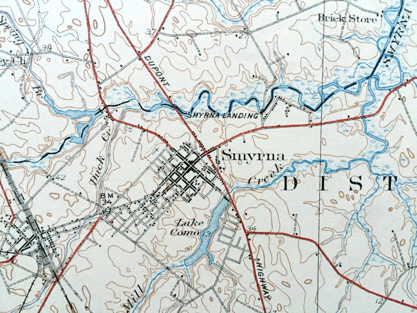 Antique Smyrna, Delaware 1931 US Geological Survey Topographic Map – Townsend, Odessa, Middletown, Clayton, Bay View Beach, New Castle, DE