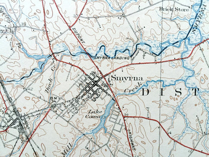 Antique Smyrna, Delaware 1931 US Geological Survey Topographic Map – Townsend, Odessa, Middletown, Clayton, Bay View Beach, New Castle, DE