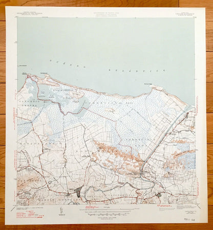 Antique Carolina, Puerto Rico 1947 US Geological Survey Topographic Map – Loíza Aldea, Torrecilla, Piñones, Playa De Las Tres Palmitas,