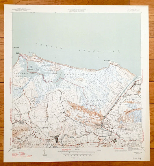 Antique Carolina, Puerto Rico 1947 US Geological Survey Topographic Map – Loíza Aldea, Torrecilla, Piñones, Playa De Las Tres Palmitas,