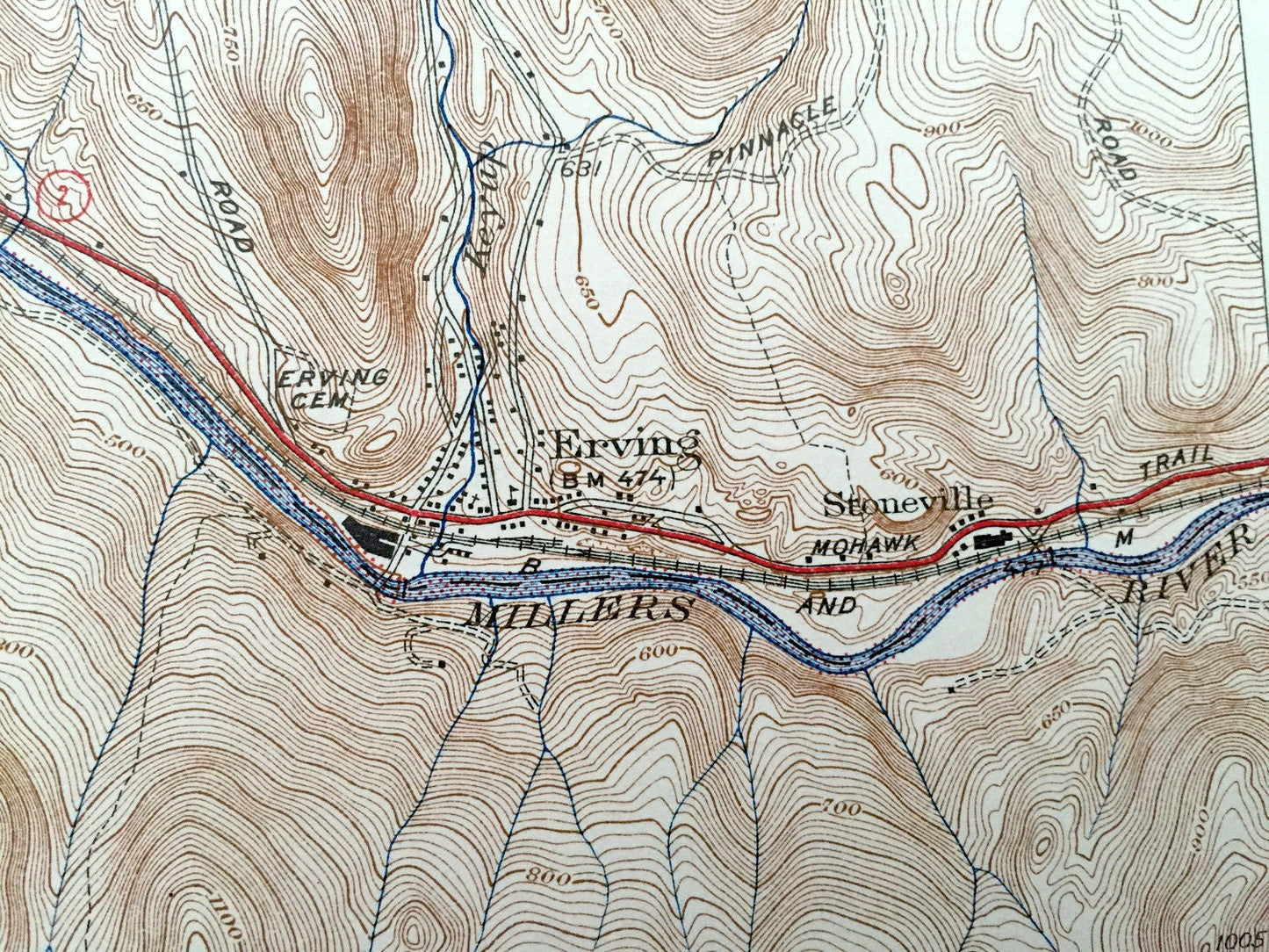 Antique Millers Falls, Massachusetts 1941 US Geological Survey Topographic Map – Franklin County, Wendell, Montague, Erving, Northfield, MA