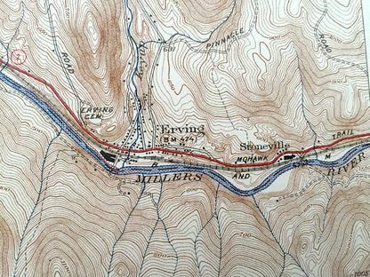 Antique Millers Falls, Massachusetts 1941 US Geological Survey Topographic Map – Franklin County, Wendell, Montague, Erving, Northfield, MA