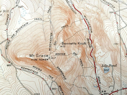 Antique Mt Grace, Massachusetts 1946 US Geological Survey Topographic Map – Orange, Warwick Royalton Winchester Richmond New Hampshire MA NH