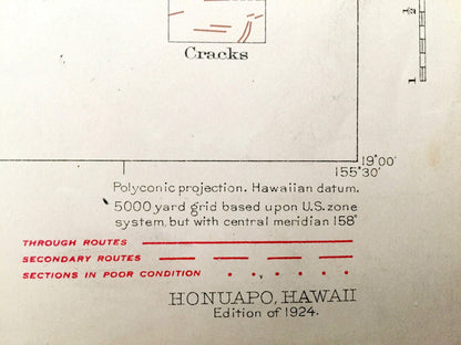 Antique Honuapo, Hawaii 1924 US Geological Survey Topographic Map – Kua District, Hilea, Naalehu, Kolukahi, Punaluu, Ninole, Waiohinu, HI