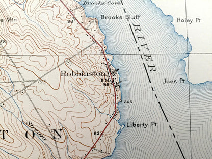 Antique Robbinston, Maine 1931 US Geological Survey Topographic Map – Washington County, Calais, Boyden Lake, Pennamaquan, St Croix River ME