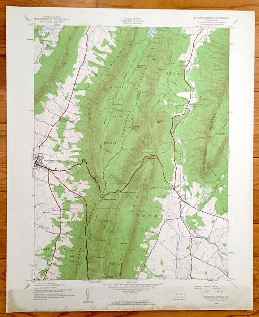 Antique McConnellsburg, Pennsylvania 1944 US Geological Survey Topographic Map – Peters Todd Buchanan State Forest Franklin Fulton County PA