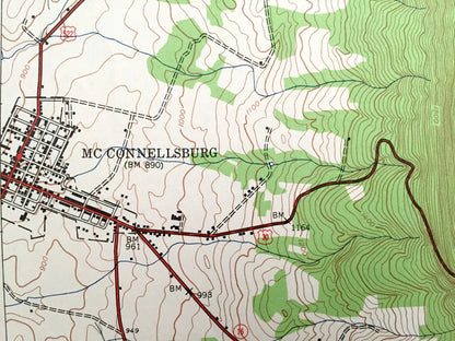 Antique McConnellsburg, Pennsylvania 1944 US Geological Survey Topographic Map – Peters Todd Buchanan State Forest Franklin Fulton County PA