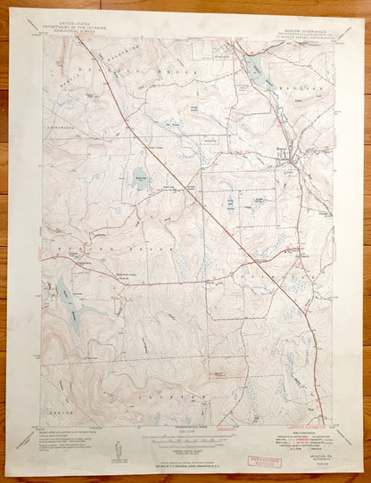 Antique Moscow, Pennsylvania 1949 US Geological Survey Topographic Map – Lackawanna County, Roaring Brook, Covington, Spring, Elmhurst, PA