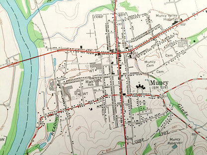 Antique Muncy, Pennsylvania 1965 US Geological Survey Topographic Map – Fairfield, Muncy Creek, Lewis, Delaware, Clinton, Montgomery