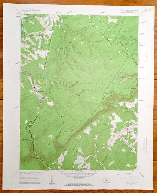 Antique Sandy Ridge, Pennsylvania 1958 US Geological Survey Topographic Map – Rush, Moshannon, Taylor, PA State Game Lands, Worth