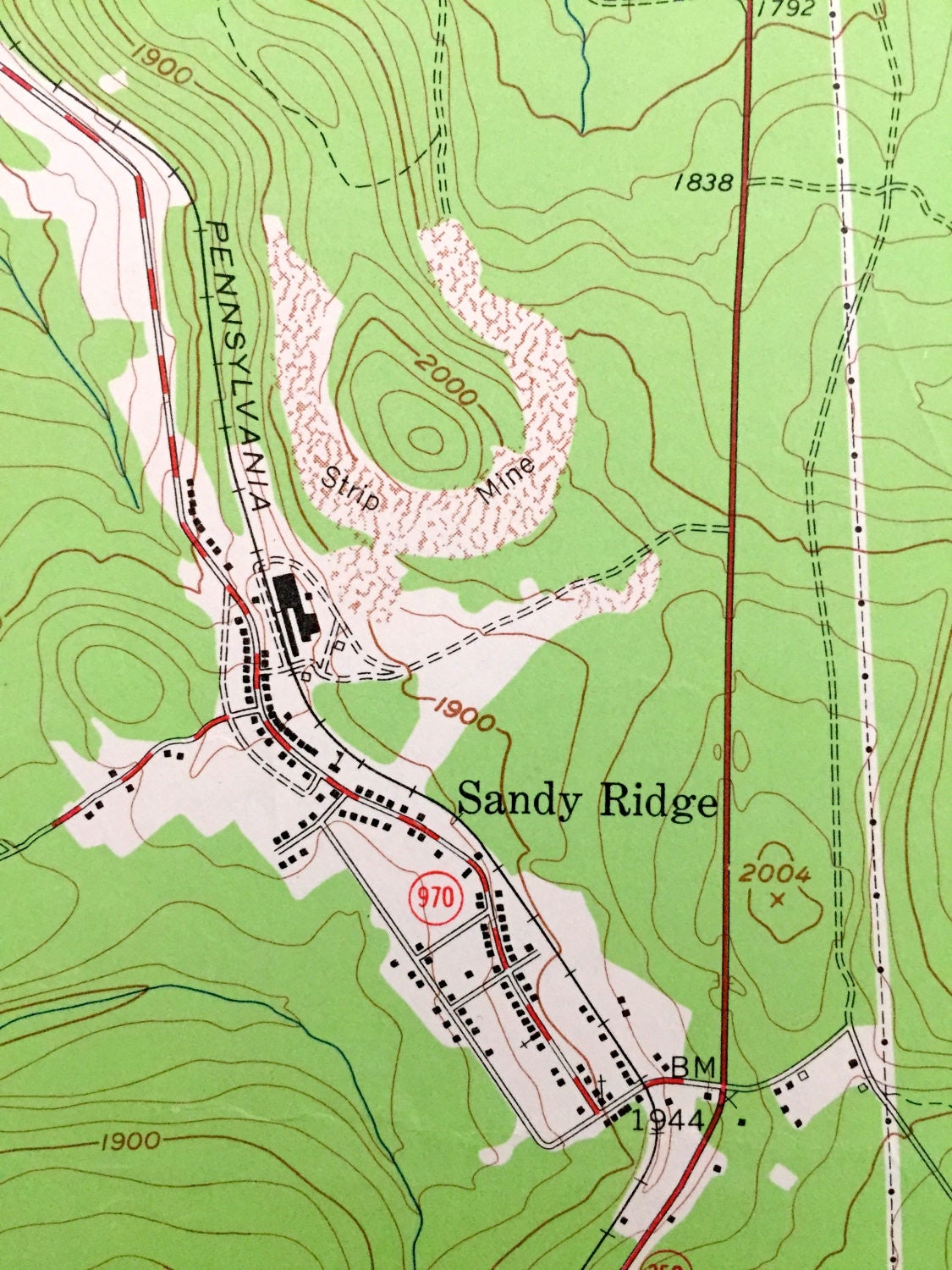 Antique Sandy Ridge, Pennsylvania 1958 US Geological Survey Topographic Map – Rush, Moshannon, Taylor, PA State Game Lands, Worth