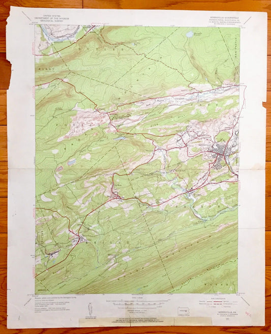 Antique Minersville, Pennsylvania 1955 US Geological Survey Topographic Map – Reilly, Newtown, Branch Dale, Foster, Cass Butler Llewellyn PA