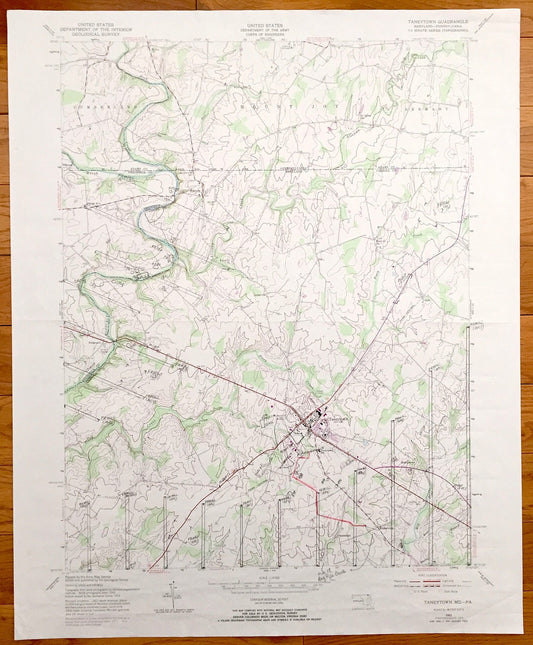 Antique Taneytown, Maryland & Mount Joy, Pennsylvania 1953 US Geological Survey Topographic Map – Stumptown, Germany, Galt, Longville,Harney